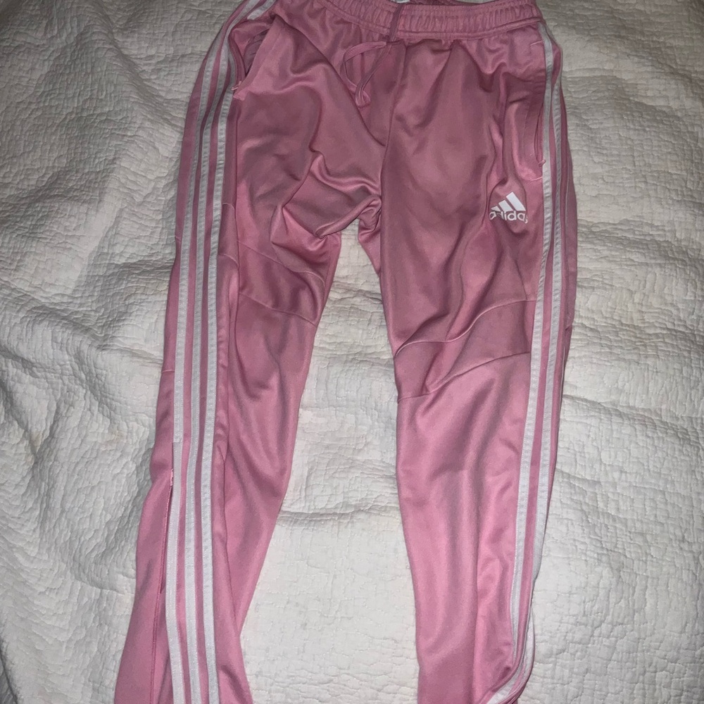Adidas Women’s Pink Joggers with White Stripes